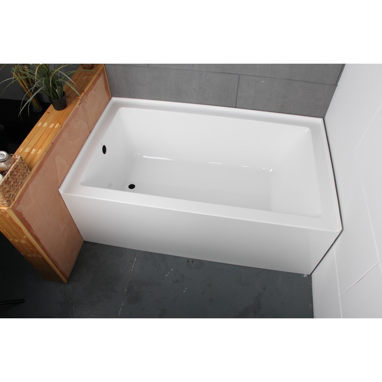 Aqua Eden VTAP603222L 60 Inch Acrylic Rectangular 3 Wall Alcove Bathtub - Left Hand Drain, Glossy White Finish - Perfect for Modern Bathrooms & Spa-Like Retreats