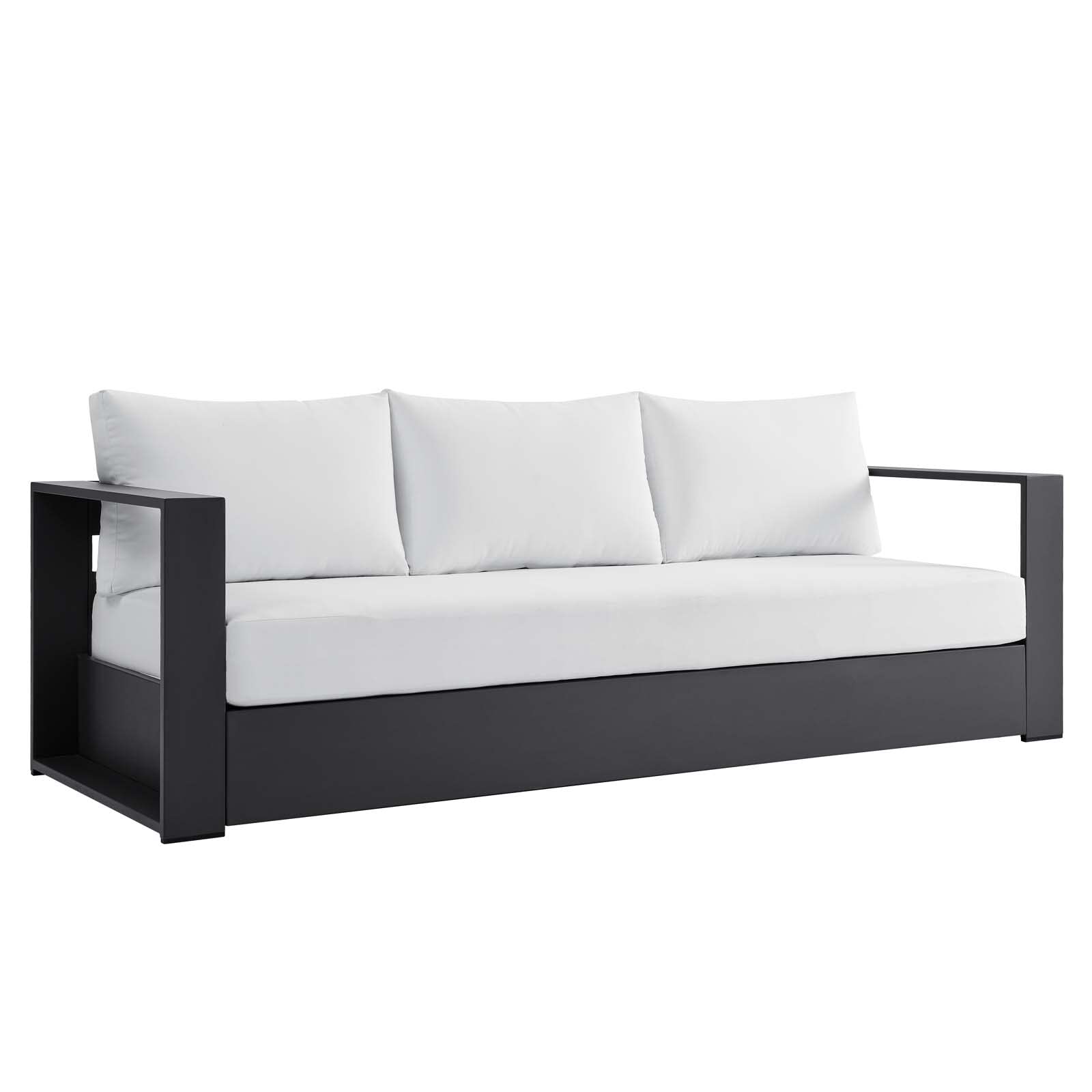 Modway Tahoe Aluminum Outdoor Patio Sofa - Weather-Resistant Gray White Patio Furniture for Garden, Poolside & Backyard Relaxation