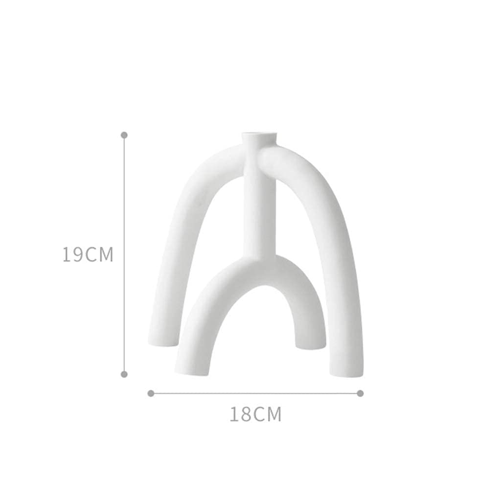 White Ceramic Candlesticks for Pillar Candles - Modern & Durable Candle Holders (19cm x 18cm) - Perfect for Wedding Centerpieces, Home Decor & Dining Table Arrangements