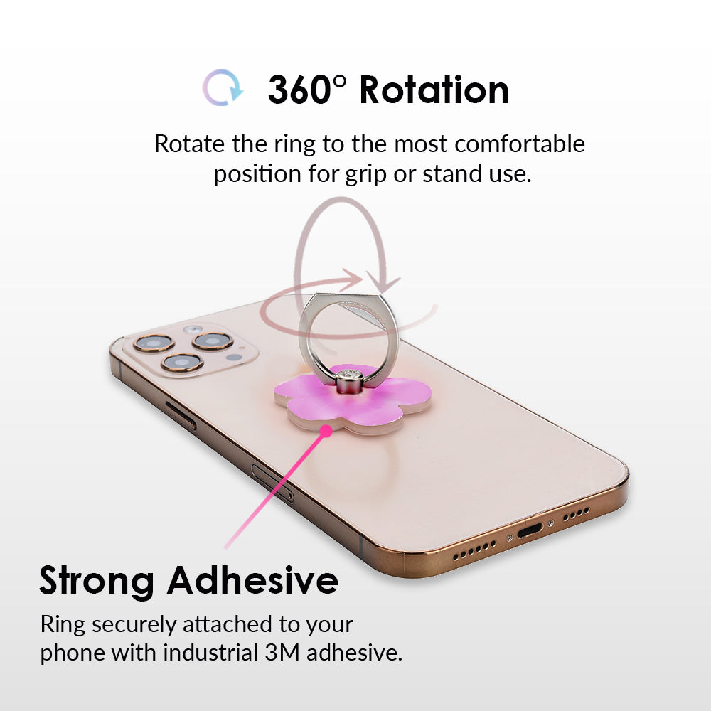 Flower Power Phone Ring Holder - Grip Stand for Smartphones - Perfect for Selfies, Videos, and Hands-Free Use at Home, Work, or Travel