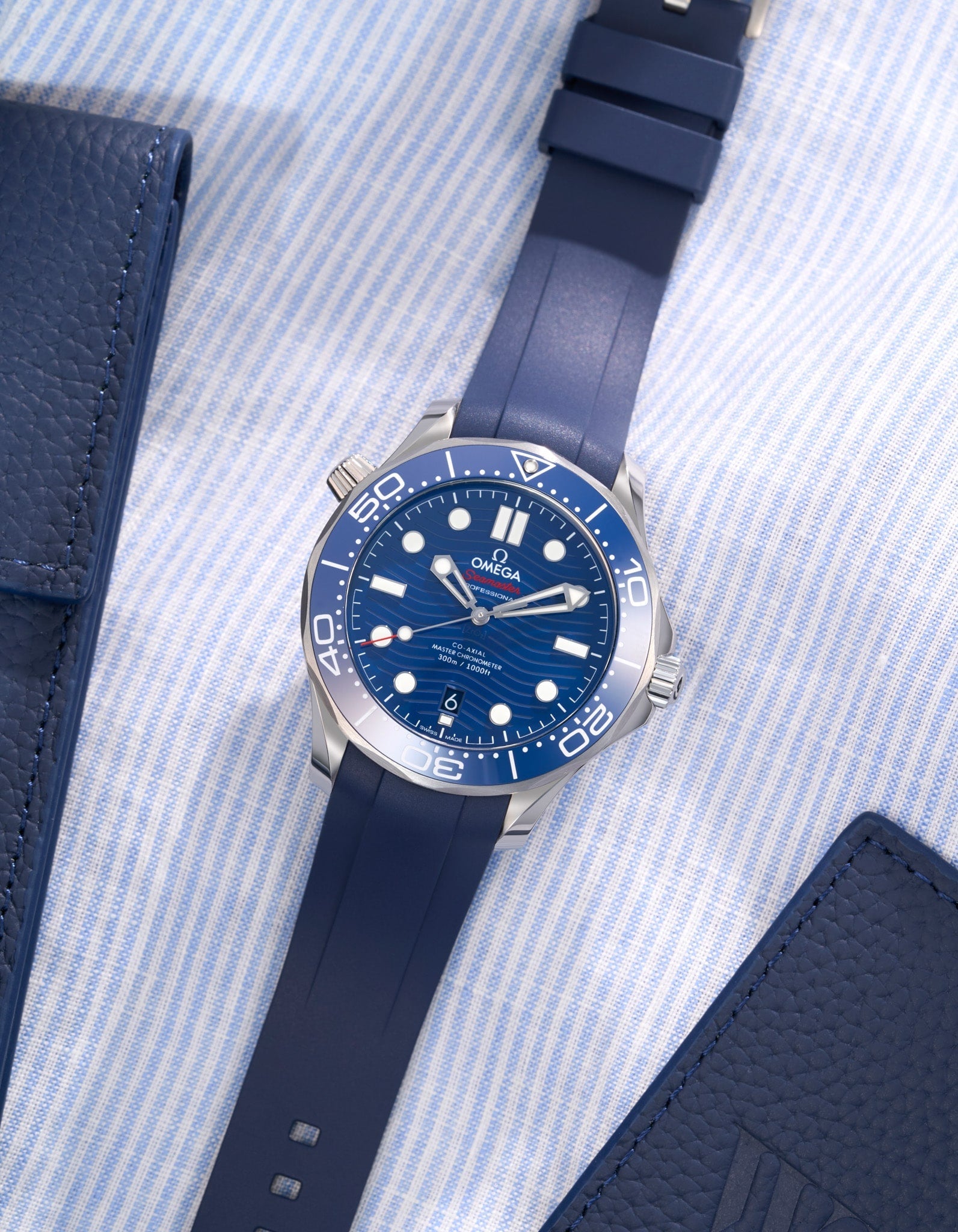 Omega Seamaster Diver 300 42mm Blue Rubber Replacement Strap - Durable & Comfortable Watch Band for Swimming, Diving & Everyday Wear