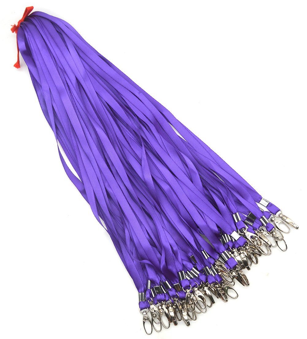 Purple Nylon Lanyards 50Pcs with Swivel Hooks - for ID Badges & Keys