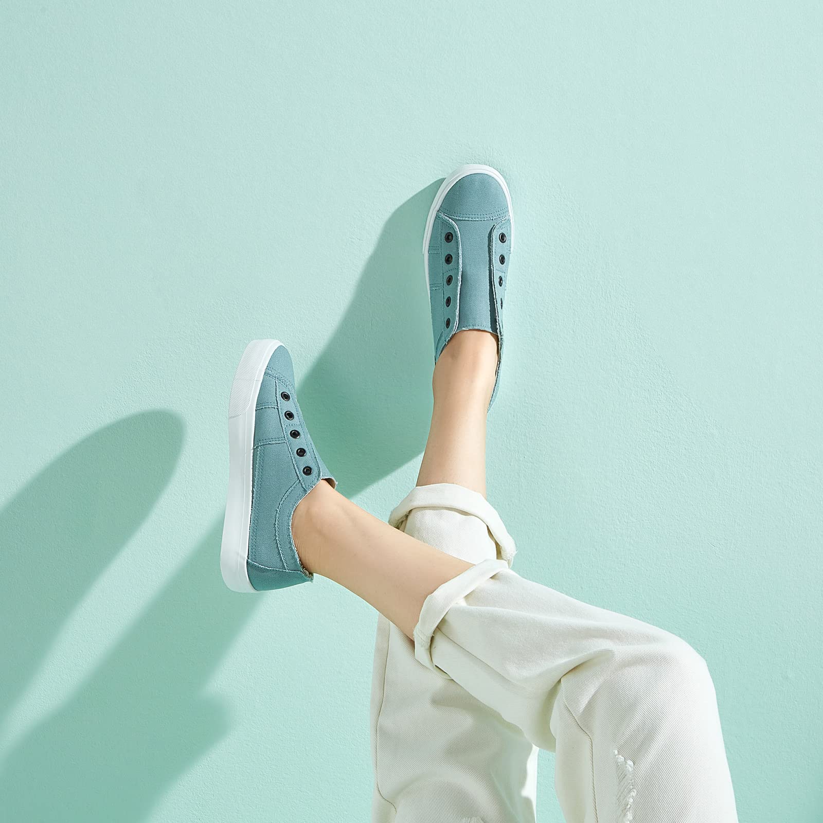 Women's Slip-On Non-Slip Canvas Sneakers - Comfortable Low Top Casual Shoes for Walking, Travel & Everyday Wear