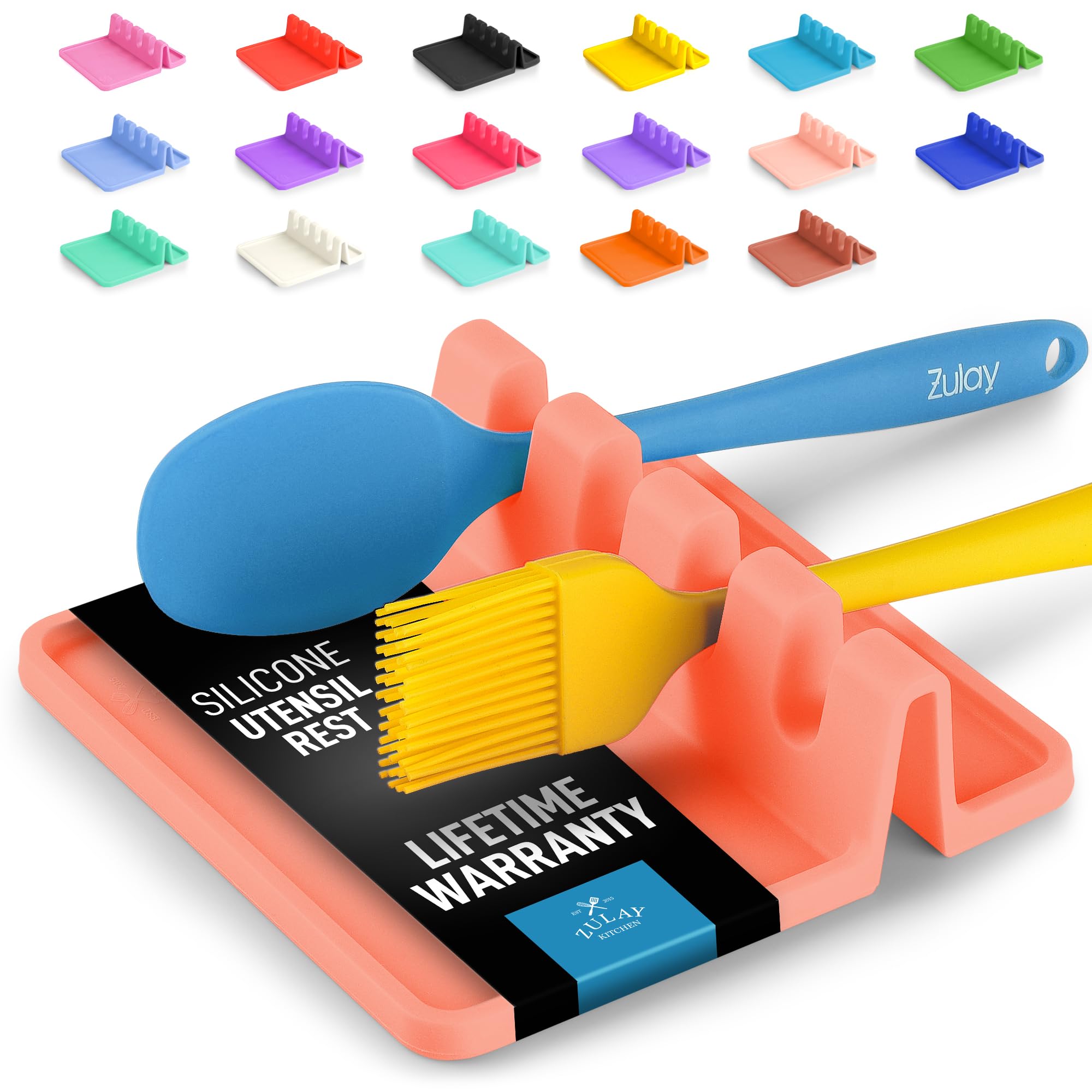 Zulay Silicone Utensil Rest - Heat-Resistant Spoon Holder for Stove Top - BPA-Free Kitchen Tool Organizer for Cooking