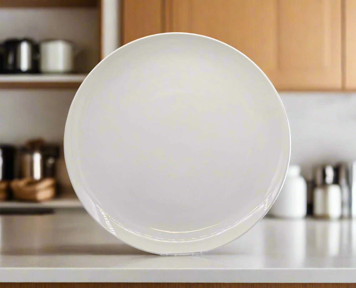 14-Inch Round White Serving Platter - Elegant Dinnerware for Parties, Weddings & Entertaining - Perfect for Appetizers, Desserts & Charcuterie Boards