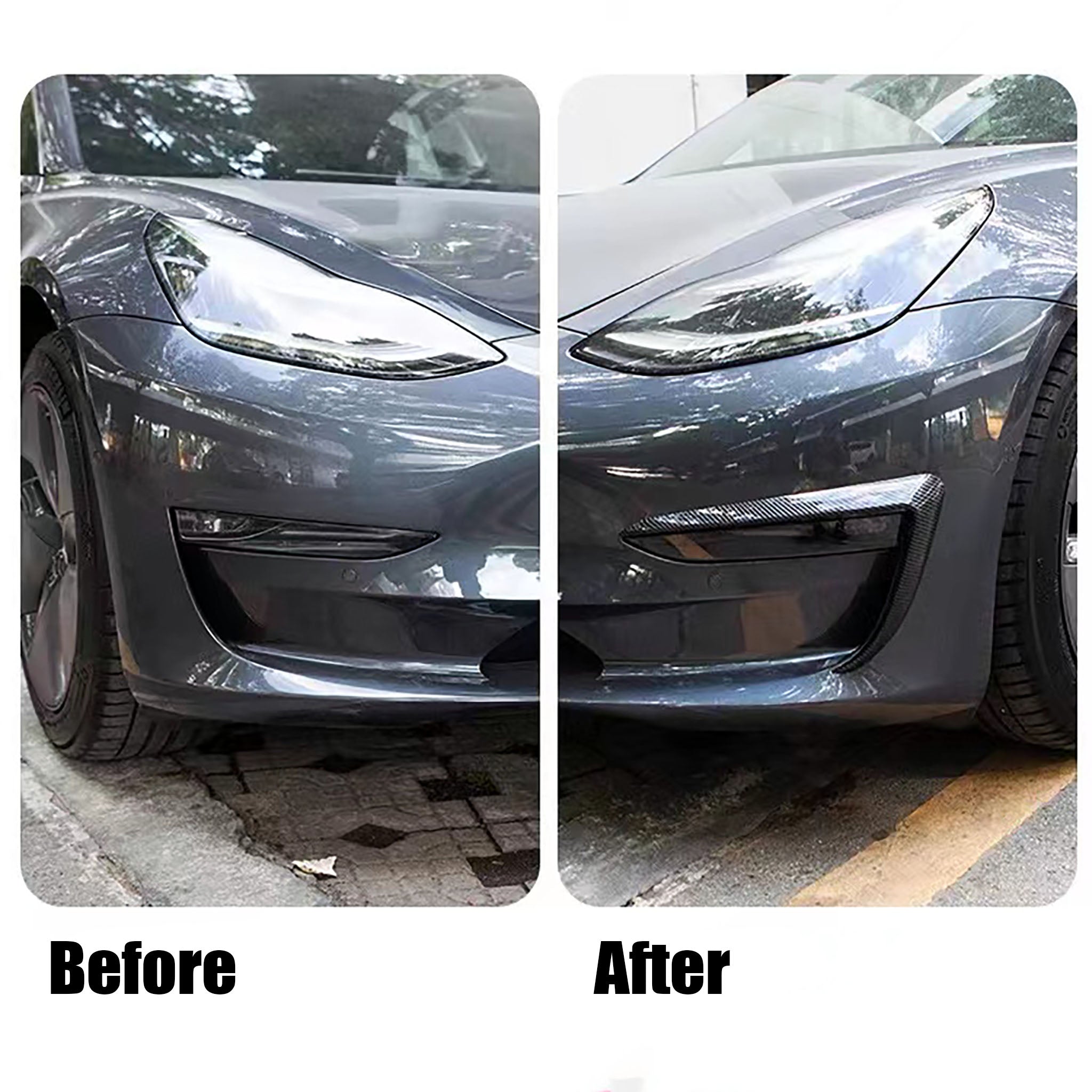 Premium Real Carbon Fiber Fog Light Trim Cover for Tesla Model 3/Y/S/X - Aerodynamic Custom Fit Upgrade | Enhance Style & Protection for Daily Driving & Car Shows