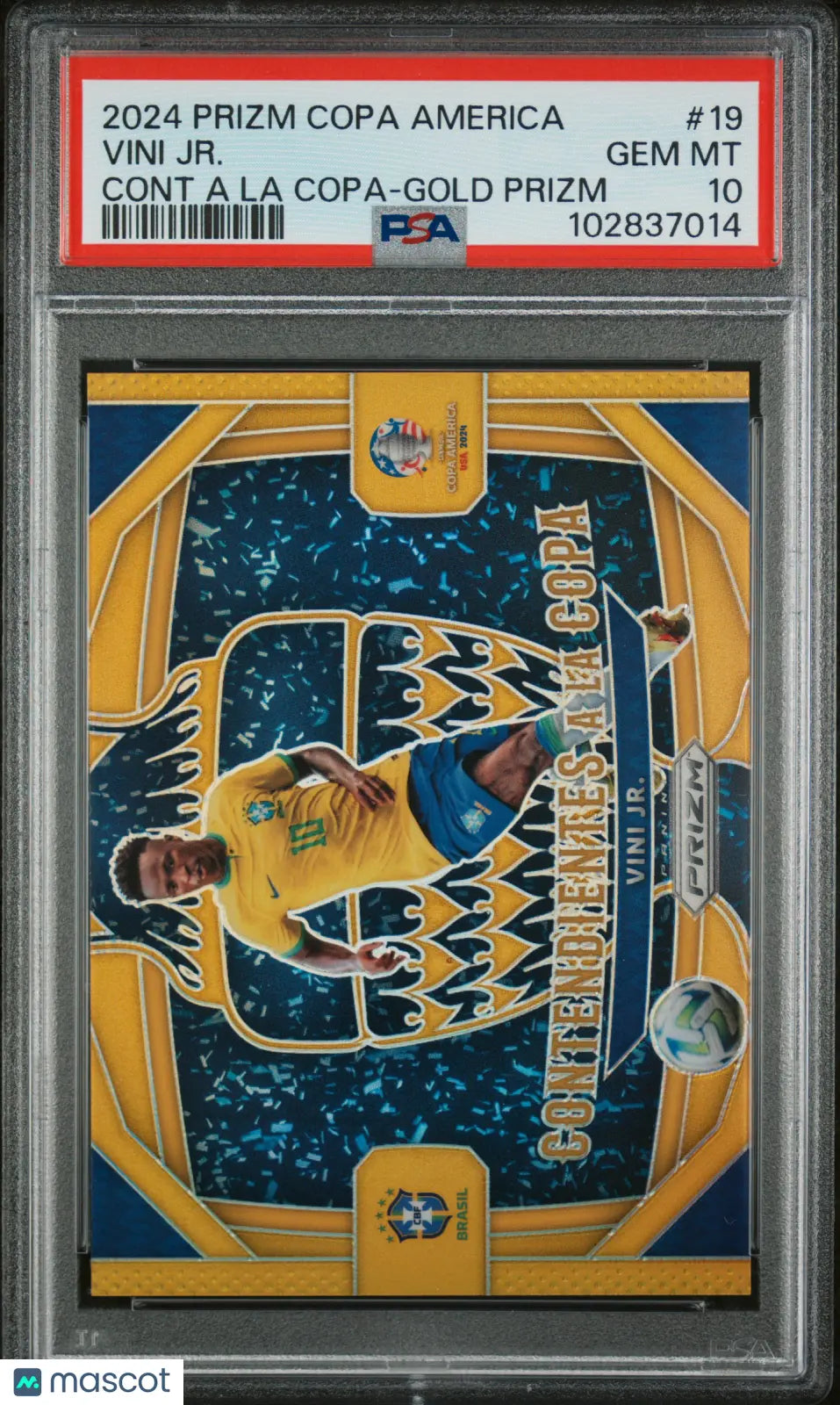 2024 Panini Prizm Copa America Contenders Vinicius Jr Gold Prizm PSA 10 1/10 - Rare Soccer Trading Card for Collectors & Investors