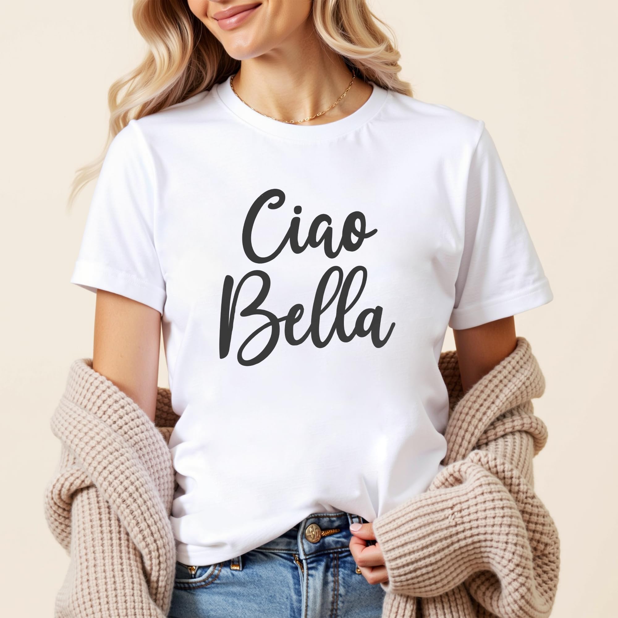 Ciao Bella T-Shirt - Hello Beautiful Italian Shirt | Soft Unisex Tee for Women & Men | Perfect Italy-Themed Gift for Travel Lovers & Italian Culture Enthusiasts