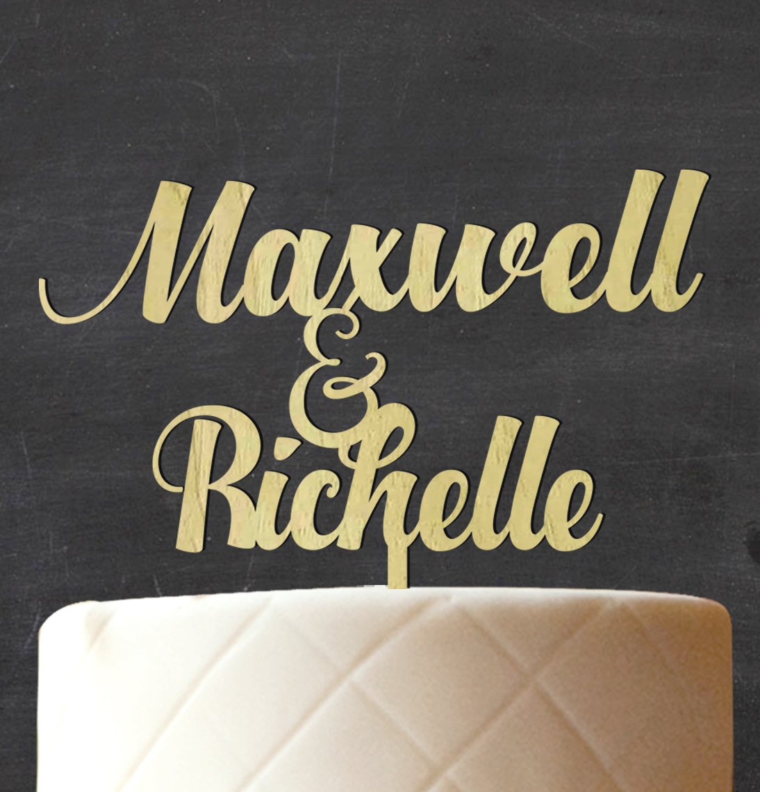 Custom Rustic Wedding Cake Topper with Names - 7