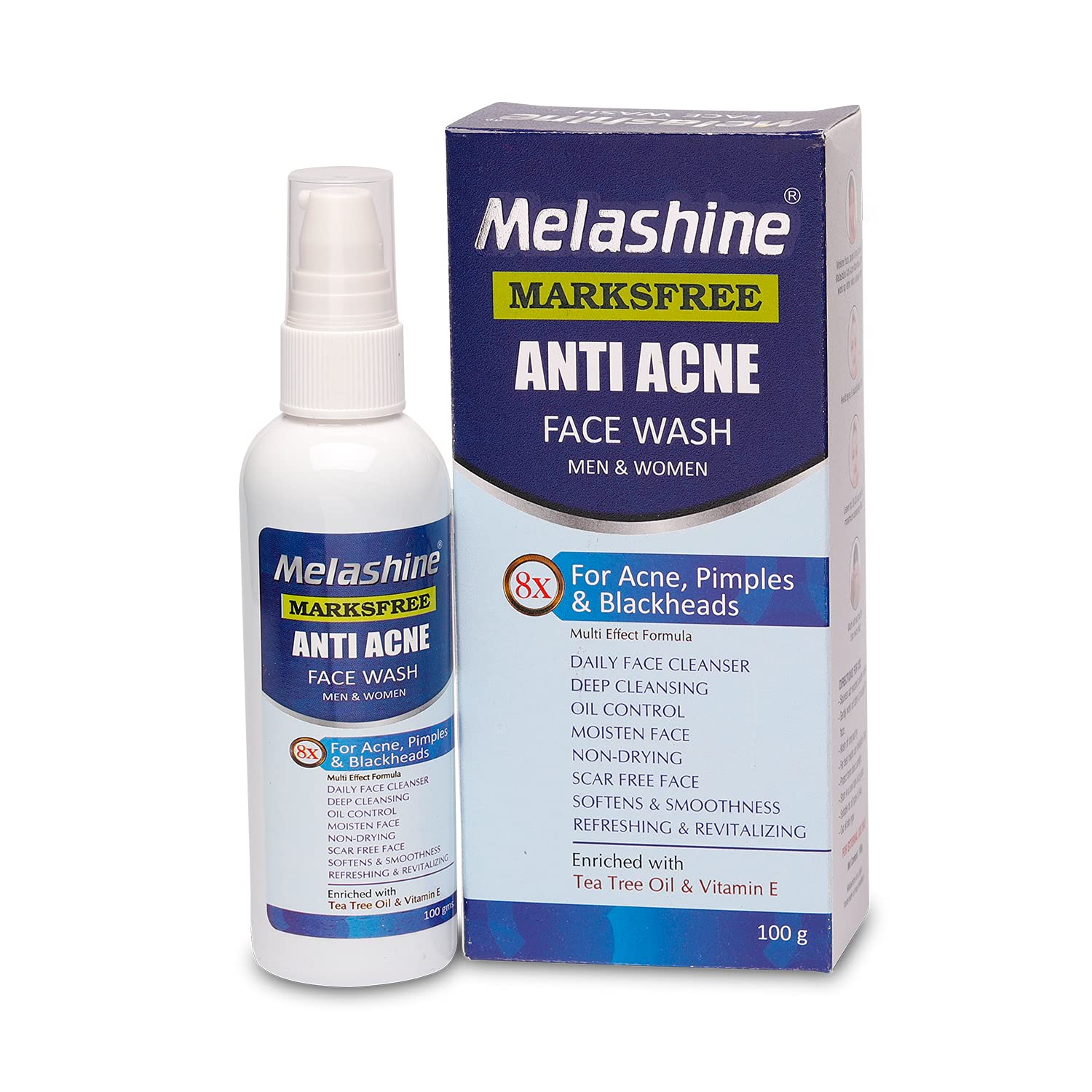 MELASHINE Anti Acne Face Wash for Clear & Fair Skin - Gentle Cleanser for Oily & Acne-Prone Skin - Daily Facial Cleanser for Men & Women - Perfect for Morning & Night Skincare Routine