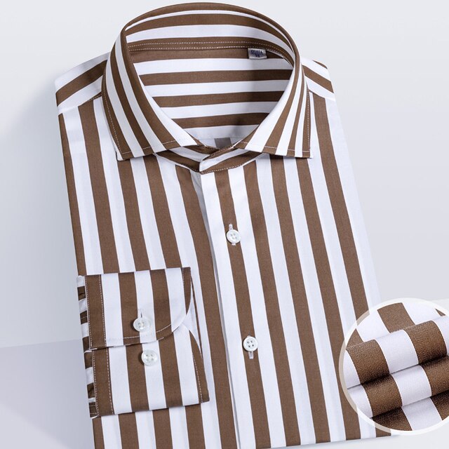 AntoniosClothing Professional Striped Long Sleeve Dress Shirt for Men - Perfect for Office Wear, Business Meetings & Formal Occasions