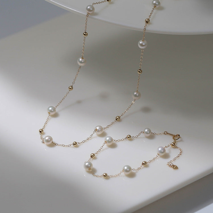 Elegant Stardust Pearl Chain Necklace for Women - Dainty Layering Jewelry Gift for Birthday, Anniversary & Valentine's Day - Perfect for Date Night, Wedding & Special Occasions