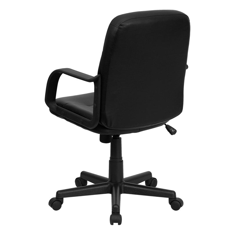 FLASH Paulson Mid Back Black Glove Vinyl Executive Swivel Office Chair with Arms - Ergonomic Desk Chair for Home Office, Conference Room & Workspace