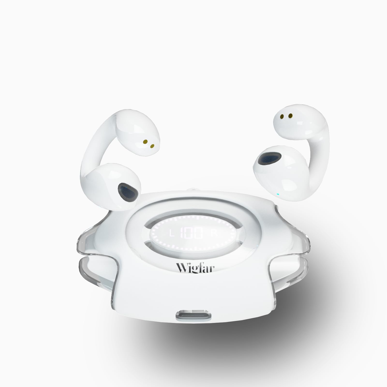 Open Ear Wireless Bluetooth Headphones - Sweatproof Clip-On Earbuds with Fast Charging & 24H Playtime - Comfortable Open-Ear Design for Running, Cycling, Office Work & Driving (White)