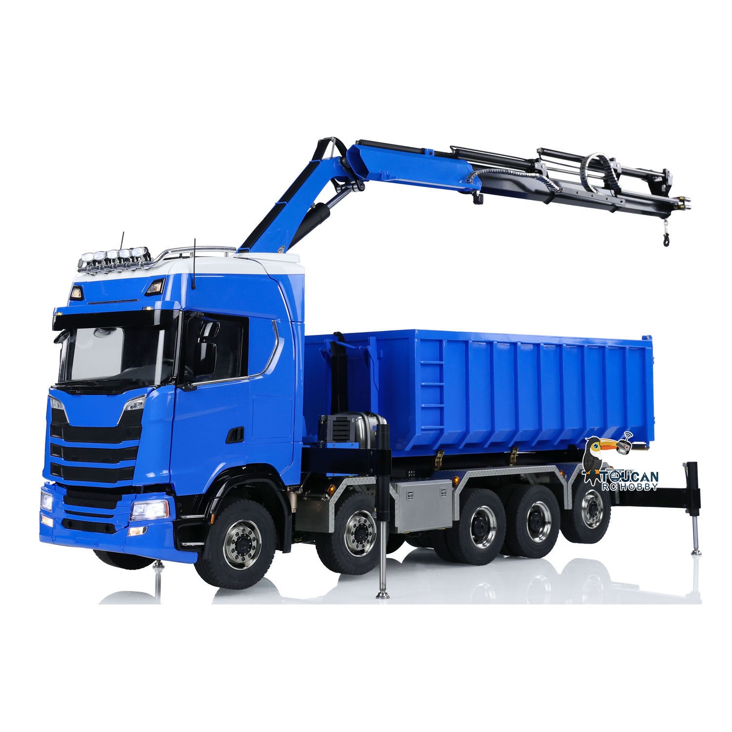 1:14 Scale 770S 5-Axle 10x10 Metal Chassis RC Hydraulic Dump Truck with Remote Control Crane & Roll Off Dumper - Frsky XE Lite RC Construction Vehicle Model for Off-Road Play & Professional Simulation