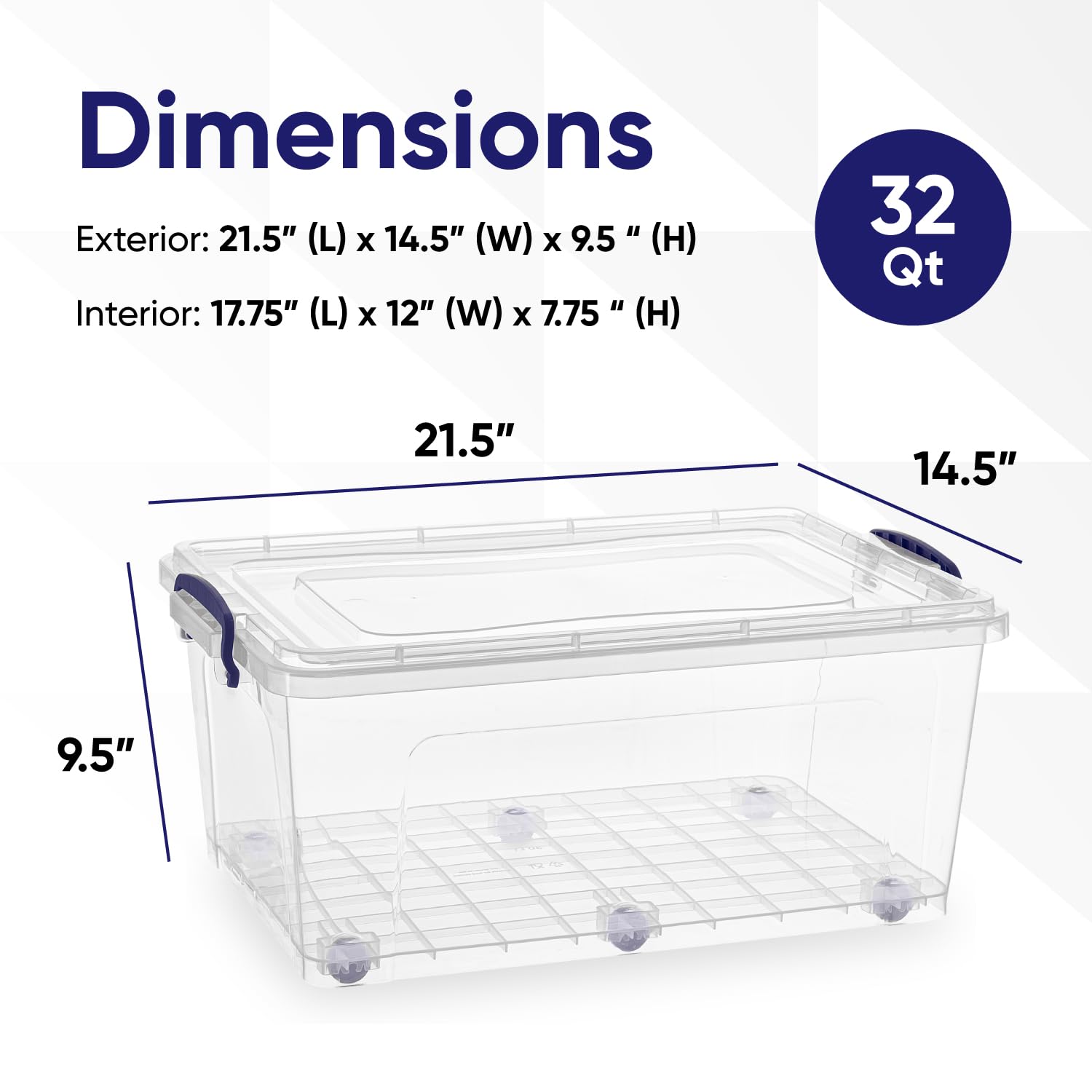 Superio 32 Qt Wheeled Storage Containers (3-Pack) - Stackable Large Plastic Bins with Secure Lids & Durable Latches - Perfect for Garage Organization, Moving Supplies & Home Storage Solutions