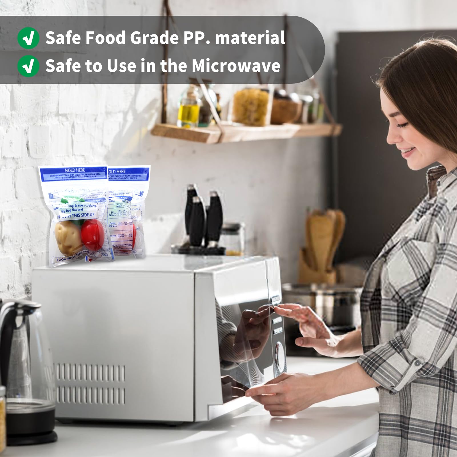 24 Pack Reusable Microwave Steamer Bags for Vegetables, Potatoes & Meat - Zipper Steam Cooking Bags for Frozen Food | Perfect for Meal Prep, Healthy Cooking & Quick Reheating
