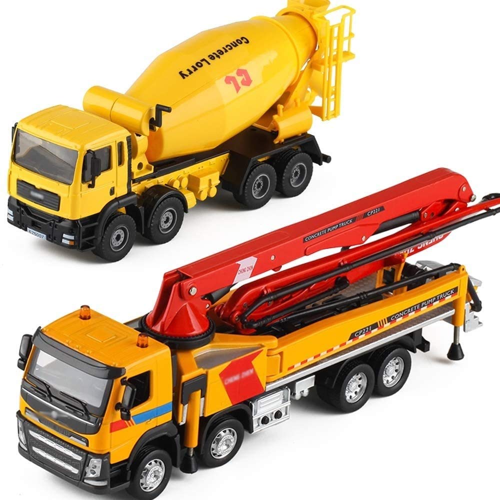 Mopoq Alloy Cement Mixer Truck Toy with Sound & Light - Construction Vehicle Simulation Model for Kids - Durable Metal Anti-Fall Tank Truck - Perfect for Pretend Play & Construction Themed Birthday Gifts (Color A)