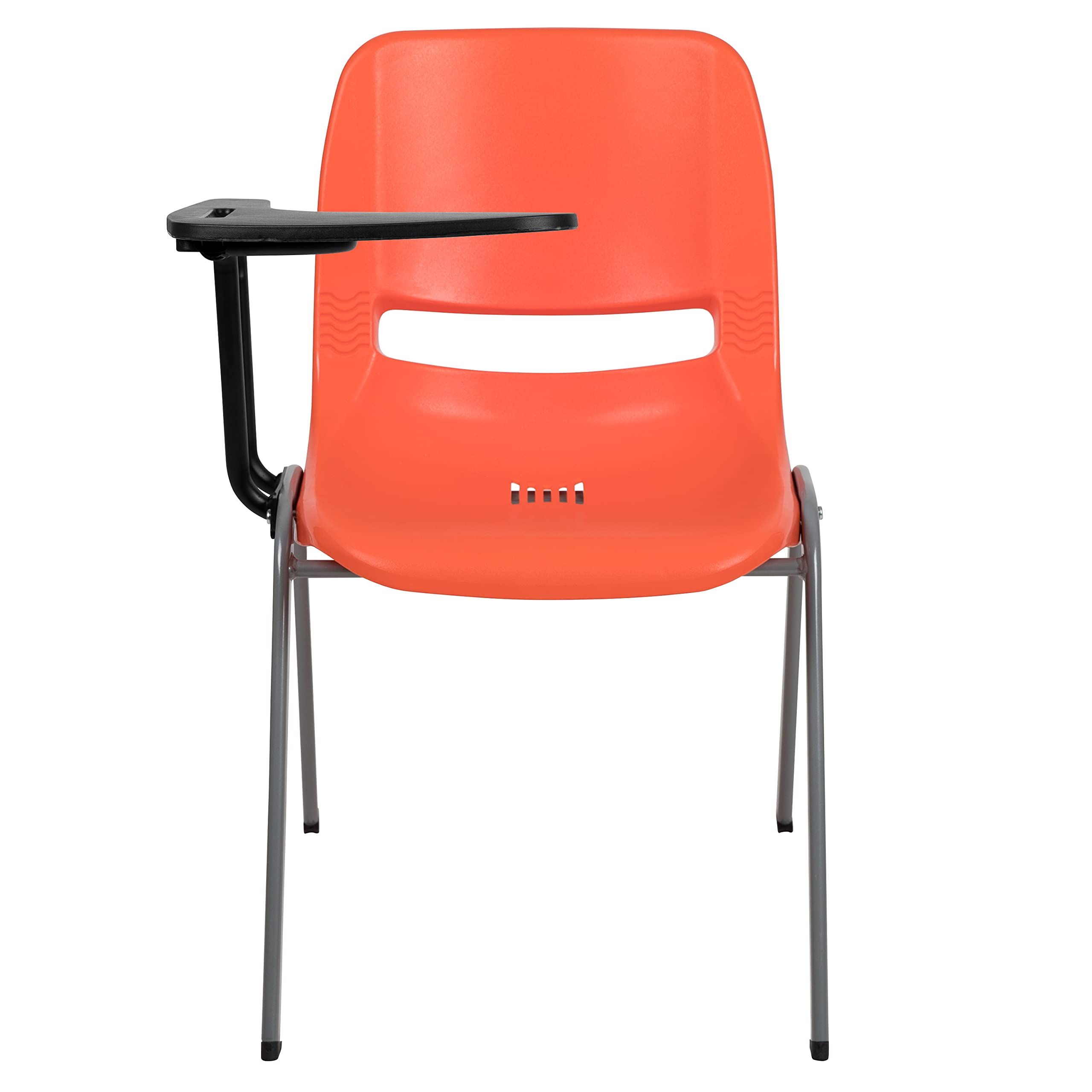 Ergonomic Orange Shell Chair with Right-Handed Flip-Up Tablet Arm - Adjustable Office Desk Chair for Home & Work - Perfect for Studying, Gaming, and Remote Work