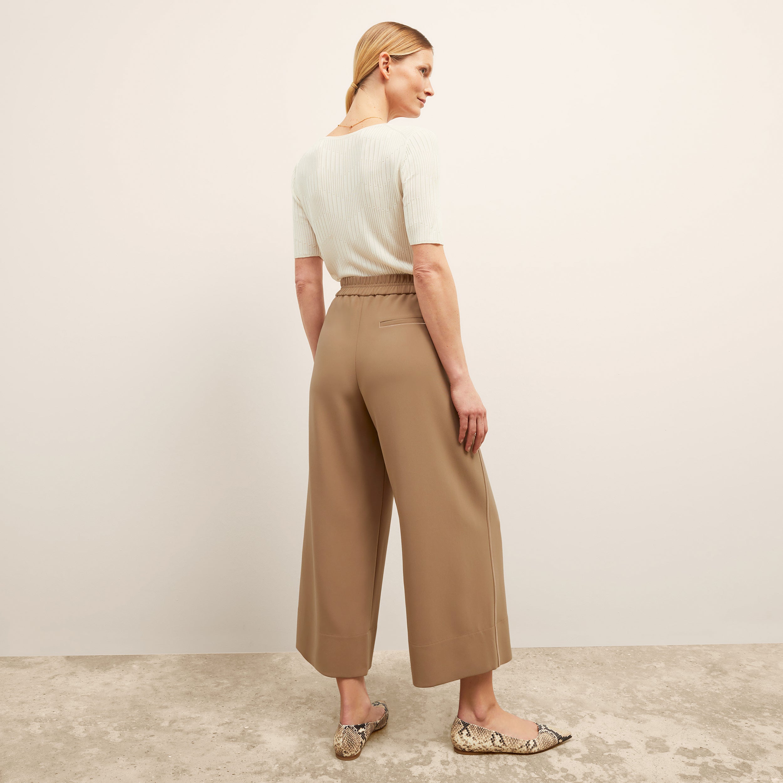 Elena Travel Culotte Pants - Everyday Comfort in Soft Crepe Fabric with Light Saddle Color | Perfect for Work, Travel & Casual Wear
