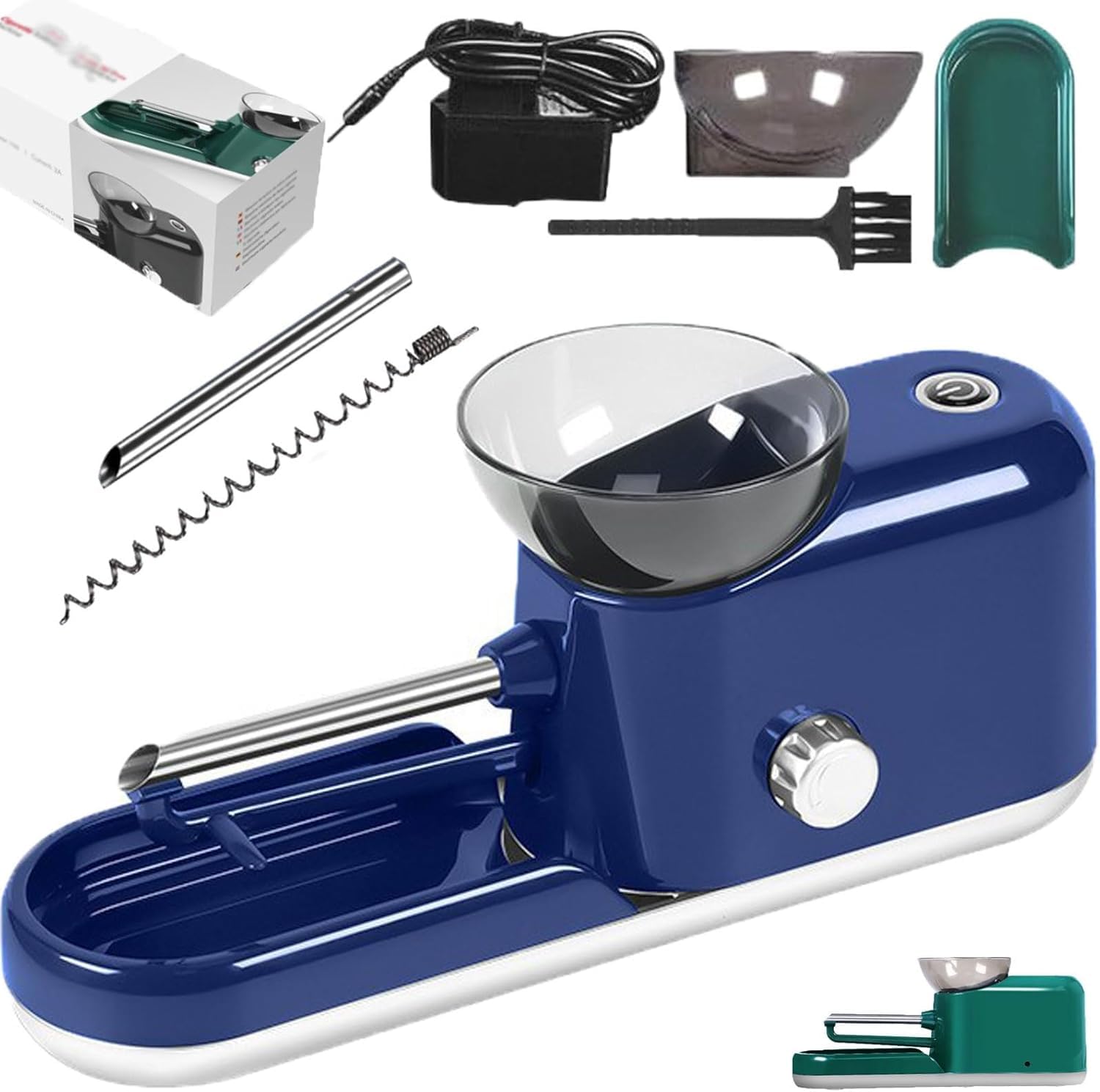 Lorivu Automatic Electric Pre Roll Machine for King Size Cones - Portable Rolling & Grinding Device with Electric Filling (Blue) | Perfect for Home Use, Parties & Dispensaries