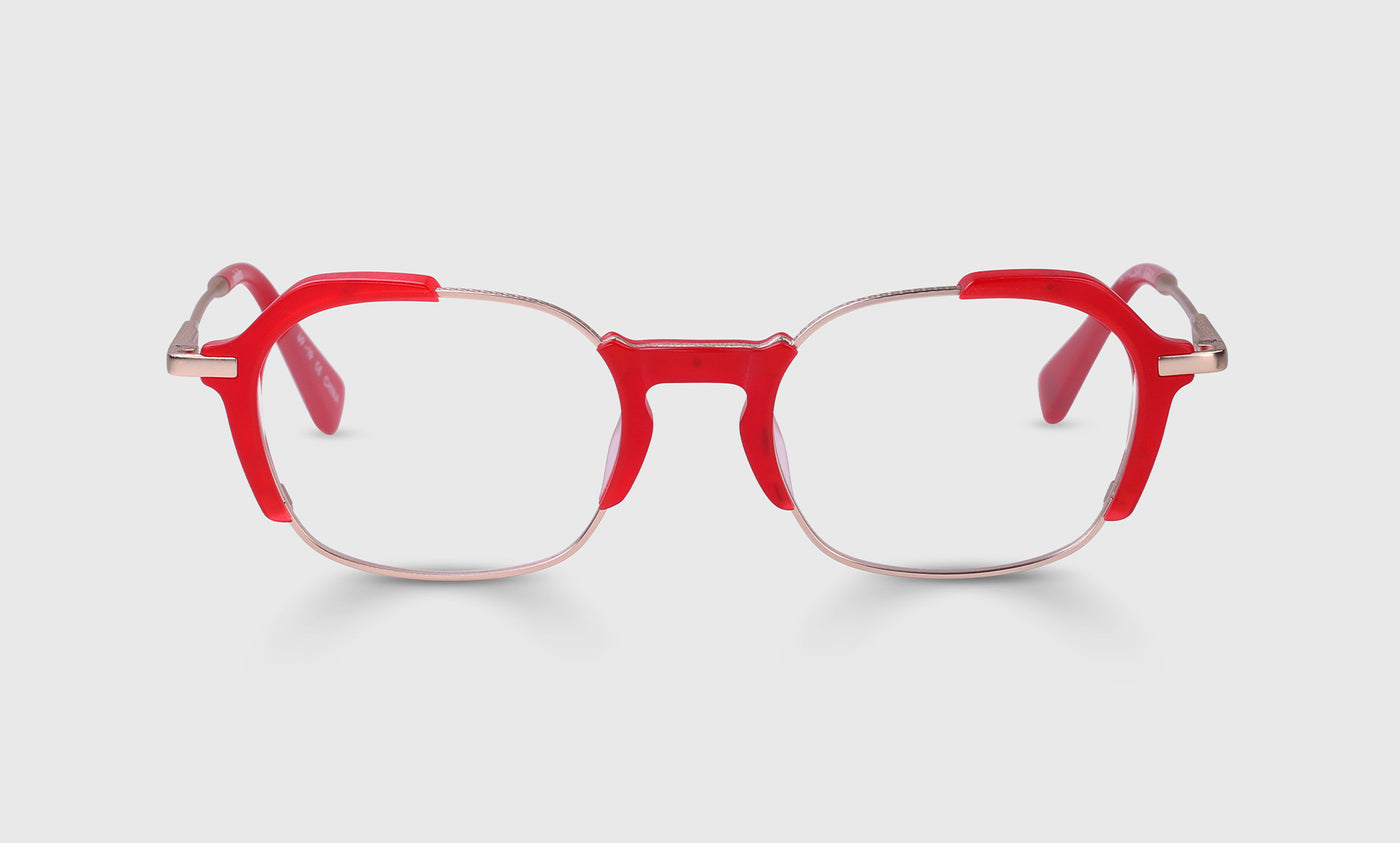 Amalgam Color 01 Gold & Matte Cherry Red Acetate Eyeglass Frames - Lightweight Comfortable Glasses for Women & Men, Perfect for Office, Reading & Fashion Accessories