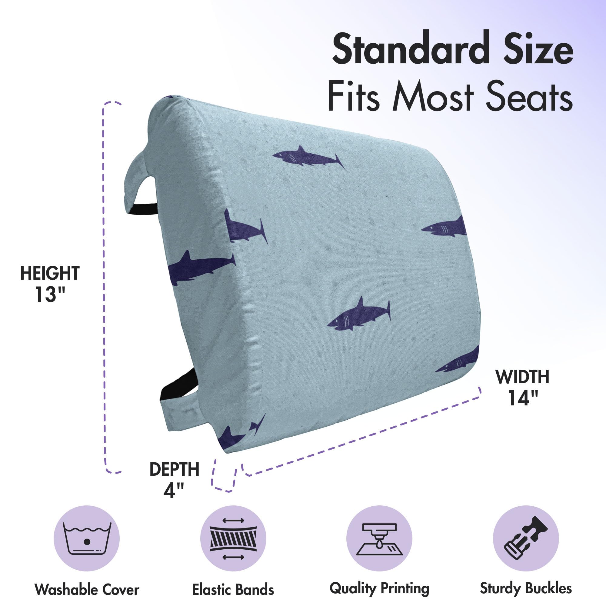 Ambesonne Shark Lumbar Support Pillow - Blue Ocean Wildlife Design, High Density Foam for Office Chair & Car Seat (14