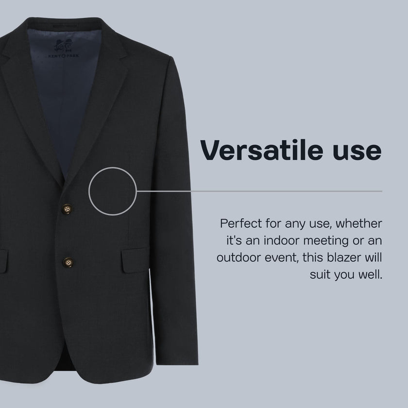 EJ Samuel Men's Black Solid Chino Blazer Jacket - Slim Fit Business Casual Sport Coat for Office, Weddings & Formal Events