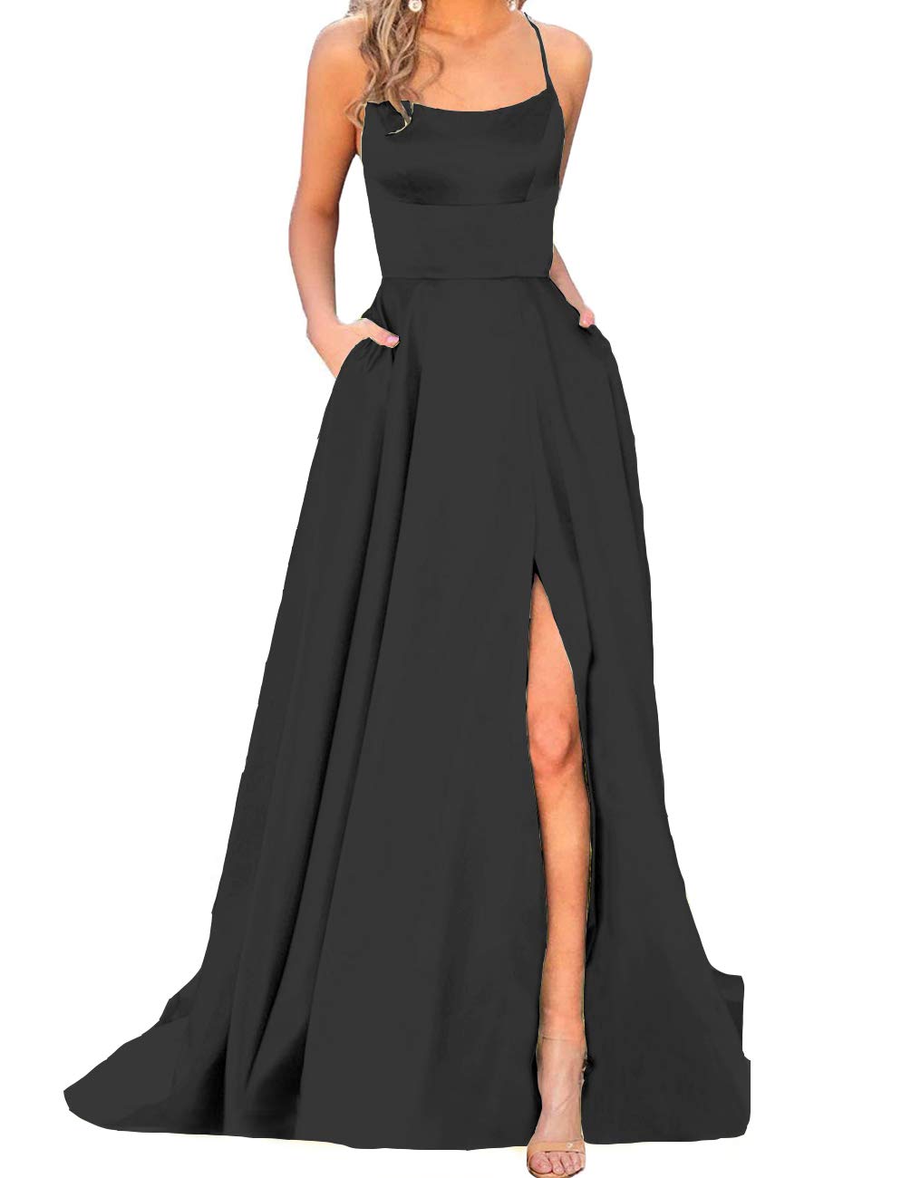 Elegant Strapless Side Split Formal Evening Gown with Pockets - Long Prom Dress for Women | Perfect for Homecoming, Gala & Special Occasions