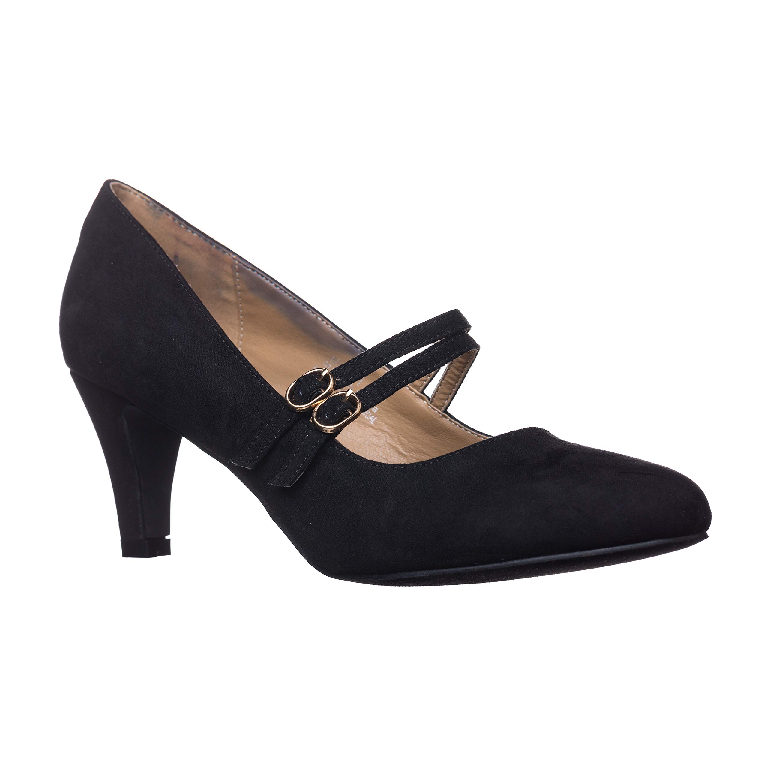 Riverberry Women's Mila Chunky Mid Heel Mary Jane Pumps - Comfortable Work & Party Shoes for Office, Wedding & Special Occasions