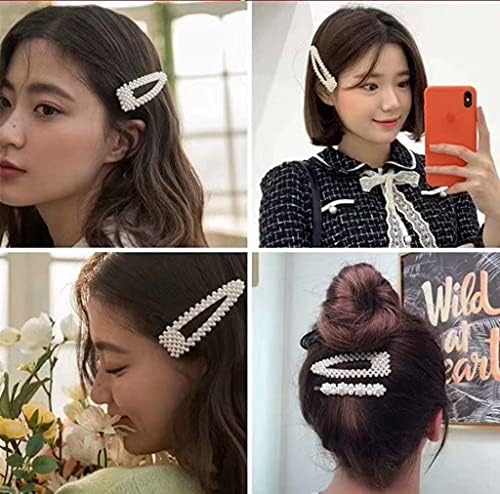 5Pcs Korean Style Pearl Hair Clips - Large Hair Barrettes for Women & Girls, Elegant Hair Styling Accessories for Weddings, Parties & Daily Use