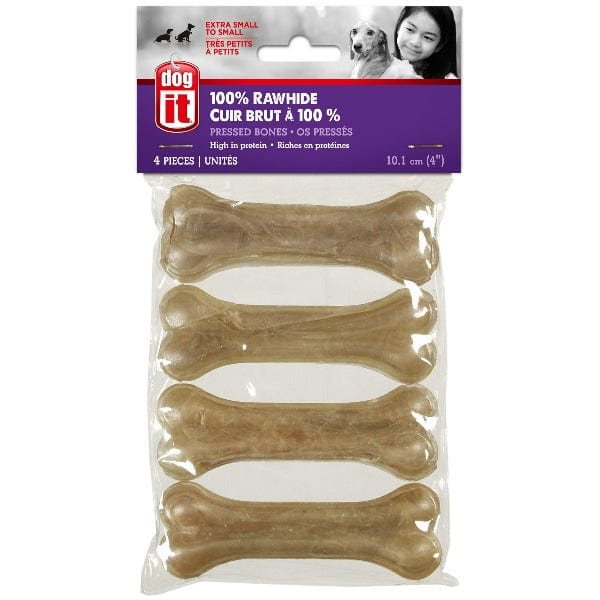 Premium Dogit Pressed Rawhide Bones for Dogs - Natural Chew Treats for Dental Health & Anxiety Relief - Great for Small, Medium & Large Breeds - Perfect for Training, Teething & Playtime