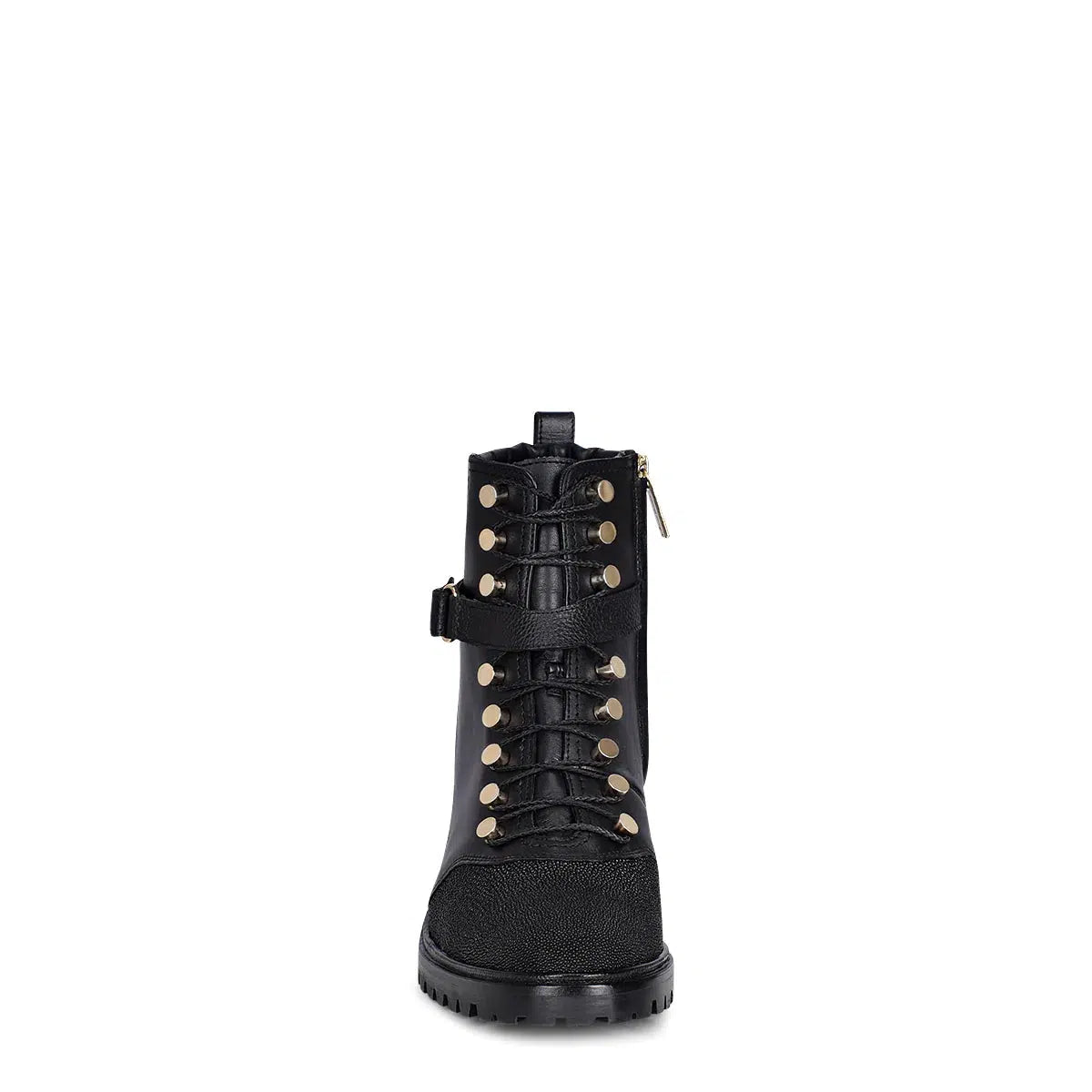Stylish Black Stingray Ankle Combat Boots for Women - Fashionable & Durable Footwear for Casual Outfits, Night Out, and Streetwear Looks