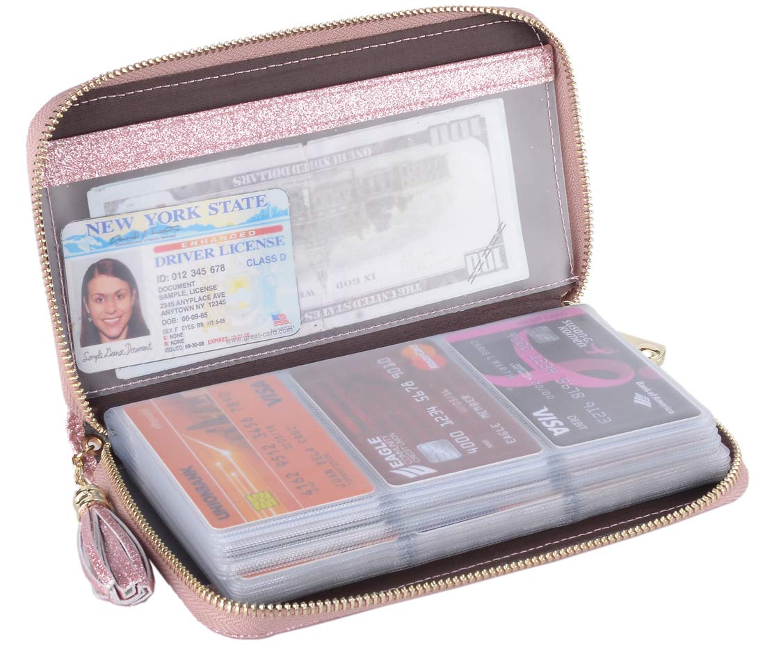 Premium RFID Blocking Leather Credit Card Holder Wallet for Women - Stylish Zipper Purse with Multiple Card Slots, Perfect for Travel, Shopping & Everyday Use