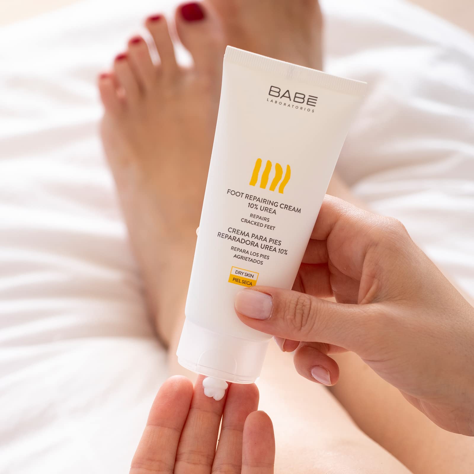 Babe Laboratorios Foot Repairing Cream - 10% Urea Moisturizer for Cracked Heels & Dry Feet - 100ml Hydrating Foot Care for Soft Skin - Perfect for Pedicures & Night Treatment