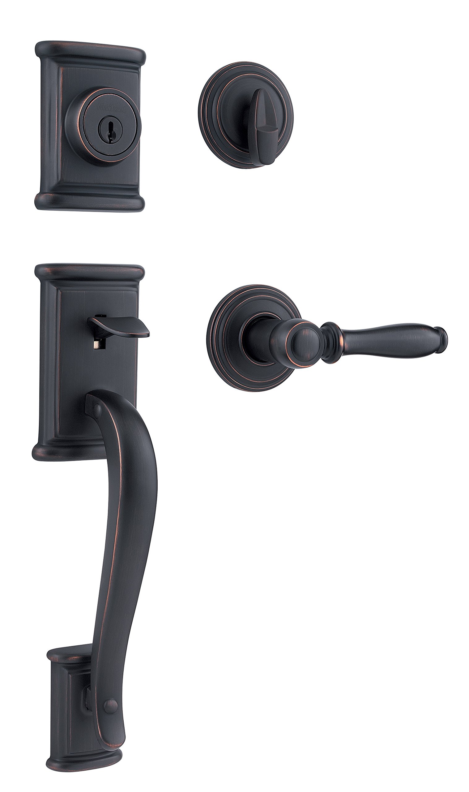 Kwikset Ashfield SmartKey Front Door Lock & Deadbolt Set - Venetian Bronze, Reversible Lever, Pick-Resistant Security - Perfect for Home Entry & Exterior Doors