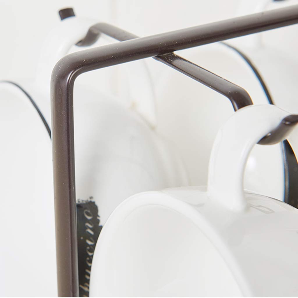 Stainless Steel Coffee Cup Holder with 6 Hooks - Wall Mount Tea Mug Organizer for Kitchen, Bar & Office Storage - Perfect for Displaying Mugs in Restaurants, Cafes or Home Kitchens