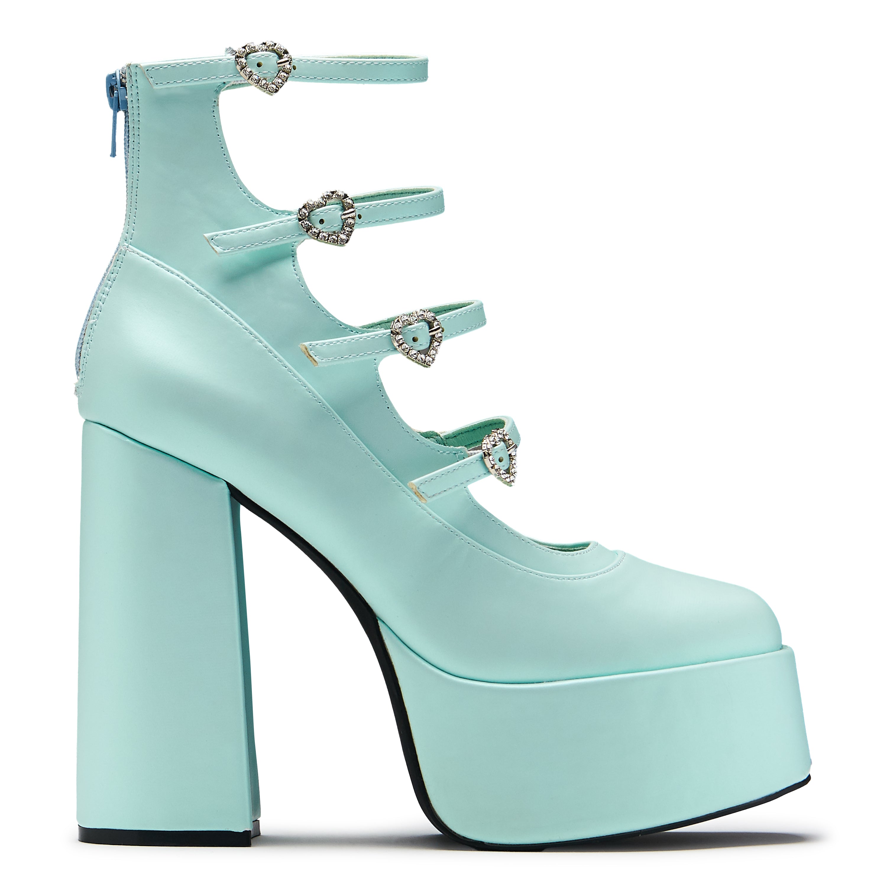 Pearl Dewdrop Platform Heels for Women - Blue Chunky High Heels | Perfect for Parties, Weddings & Evening Events