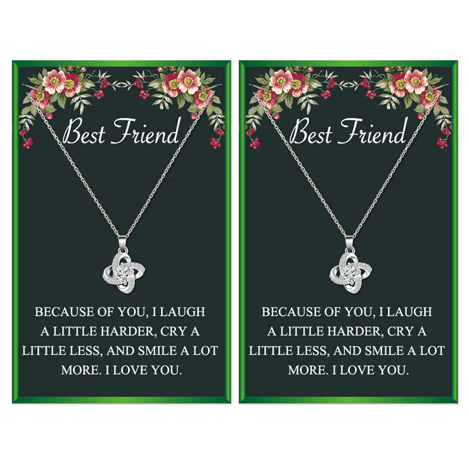 Best Friendship Necklace for 2 - Love Knot Pendant BFF Necklace Set for Women & Girls - Perfect Galentine's Day, Birthday & Anniversary Gifts for Best Friends - Matching Jewelry for Couples, Sisters & Besties