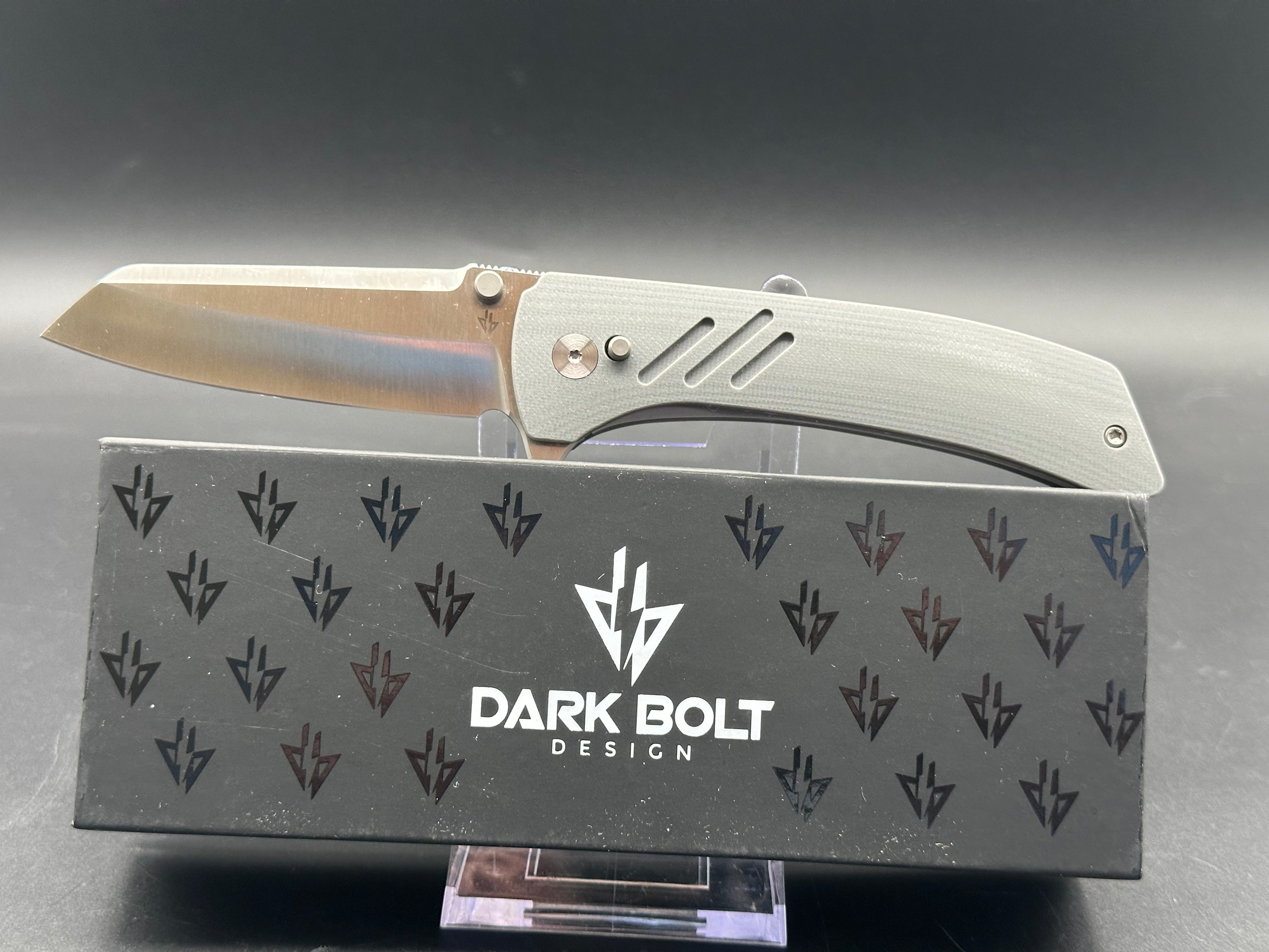 DARK BOLT DESIGN ARCUS Folding Knife - Gray G10 Handle, 20CV Steel Sheepsfoot Plain Edge Blade - EDC Pocket Knife for Camping, Hiking & Outdoor Survival