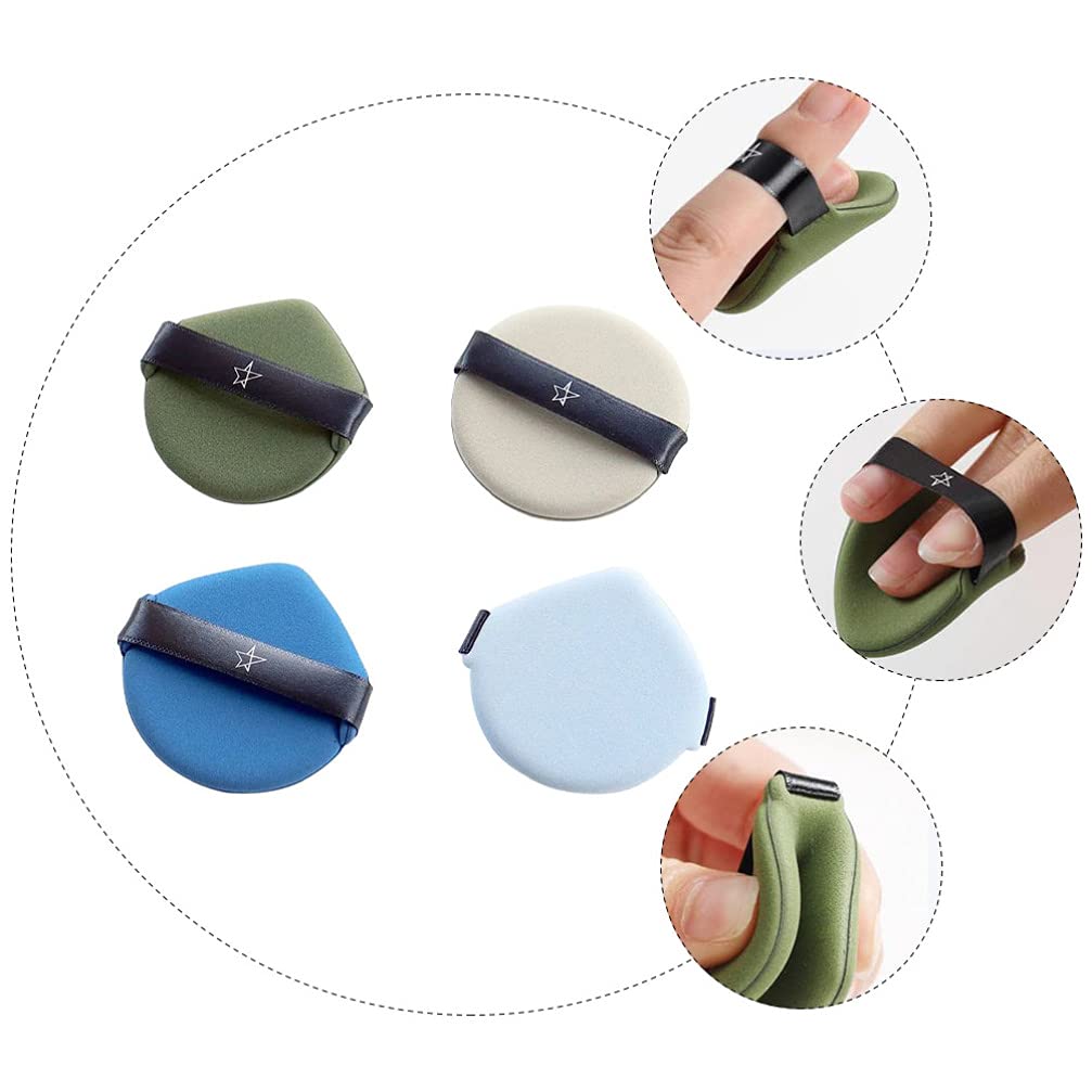 Beaupretty 4Pcs Premium Velour Powder Puffs - Soft Makeup Sponge for Loose & Pressed Foundation, Setting Powder - Perfect for Flawless Blending & Touch-Ups On-The-Go