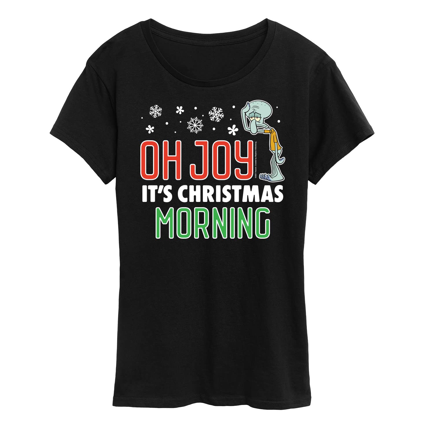 HYBRID APPAREL Women's Lightweight French Terry Pullover Hoodie - Spongebob Squarepants Christmas Morning Graphic - Cozy Lounge Wear for Holiday Season & Casual Outings