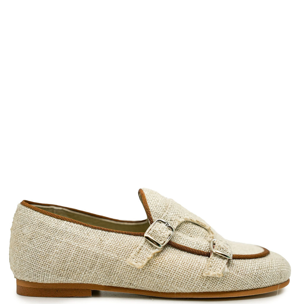 Sonatina Linen Double Monk Loafers for Men - Breathable Summer Dress Shoes | Comfortable Business Casual & Wedding Footwear