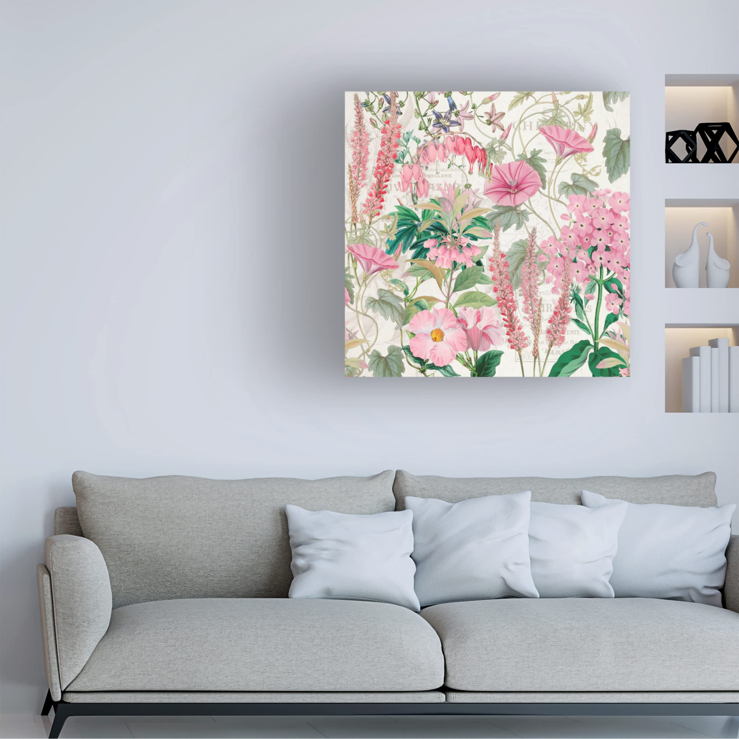 Trademark Fine Art 'Garden in Pink' Canvas Wall Art Print by Cora Niele - Floral Home Decor for Living Room, Bedroom & Office