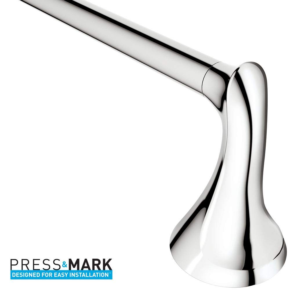 Moen Darcy 18 Inch Chrome Towel Bar with Press and Mark - Perfect for Bathroom, Kitchen, and Spa Decor