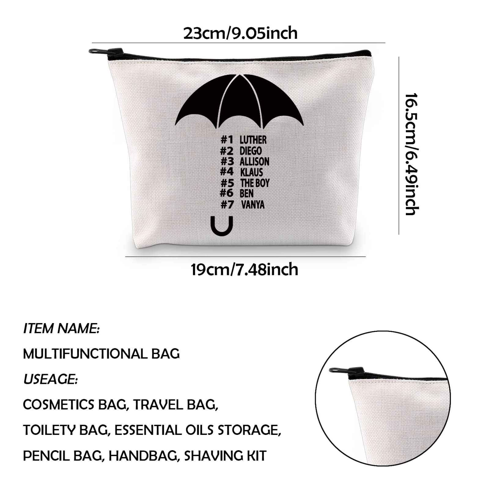Number Five & Number Four Academy Inspired Zipper Pouch Makeup Bag - The Umbrella TV Show Merchandise for Fans - Perfect for Cosplay, Conventions & Daily Use