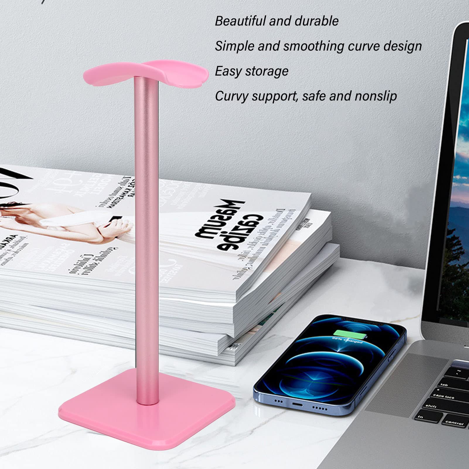 VBESTLIFE Premium Aluminum Headphone Stand - Universal Headset Holder for PC Gaming, Office & Home Use - Durable Earphone Display Stand for All Headphone Sizes (Perfect for Desk Organization & Gaming Setup)