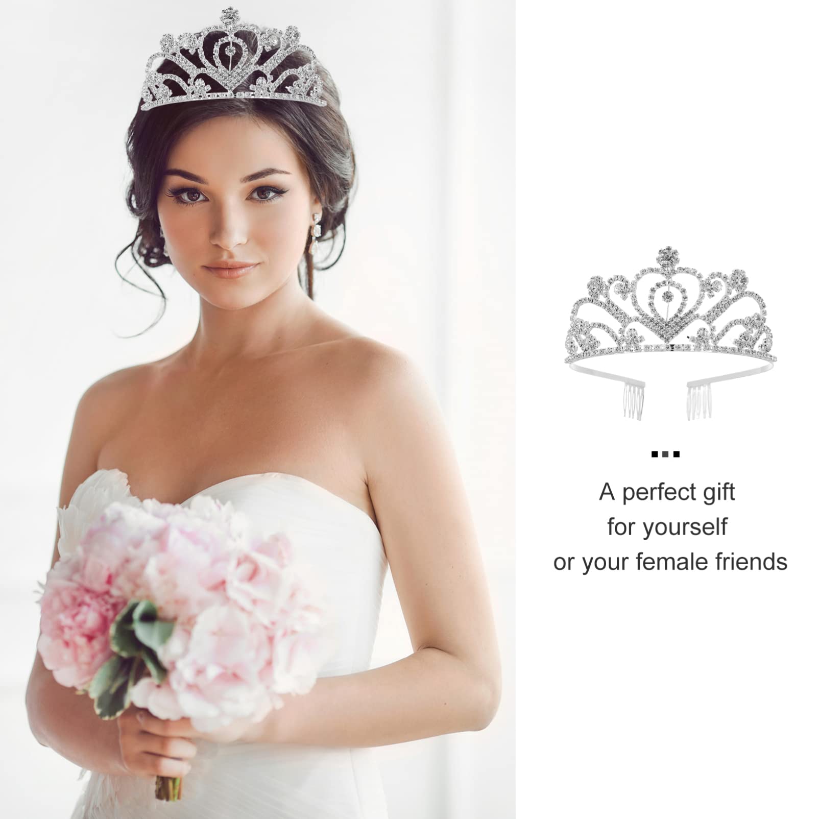 2pcs Rhinestone Bridal Crown Headband - Sparkling Wedding Tiara for Bride & Bridesmaids, Perfect for Wedding Ceremony, Reception & Bachelorette Party