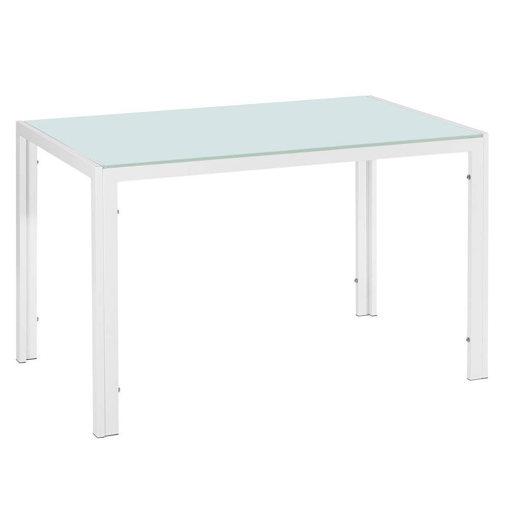 HomVent Modern Glass Top Dining Table & Coffee Table - Rectangular Minimalist Design with Sturdy Metal Legs & Non-Slip Foot Pads for Living Room, Kitchen, Dining Area | Perfect for Small Spaces, Entertaining Guests & Contemporary Home Decor