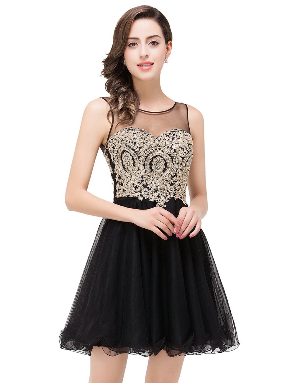 MisShow 2024 Women's Crystal Applique Cocktail Dress - Elegant Short Prom & Homecoming Party Gown for Evening Events, Dinners & Special Occasions